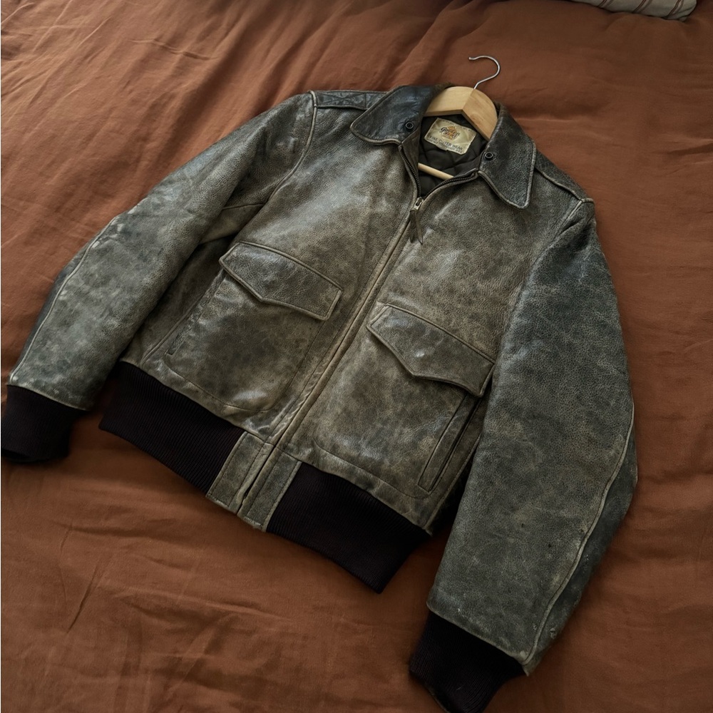 VINTAGE Golden Bear Leather Jacket size 36 — RARE !!